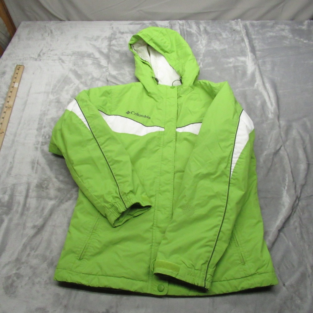 Columbia Jacket Women Small Green White‎ Insulated Hooded Waterproof Winter Snow